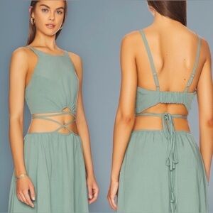 Astr Divine Tie Waist Top in Dark Sage- Small